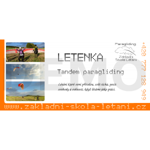 Tandem paragliding - prodloužený let - Letenka